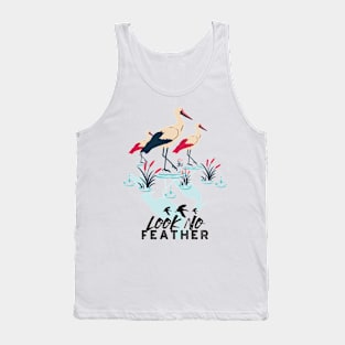 Whimsical Stork Pun Art - 'Look No Feather' Tank Top